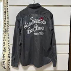 BEN DAVIS ワークシャツ 刺繍 グレー M相当 バックロゴ