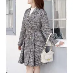 ロイヤルパーティー ROYAL PARTY ツイードフレアミディコート