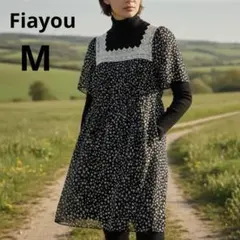 未使用❤︎ ワンピース チュニック 半袖 ドット ハート 襟レース 重ね着