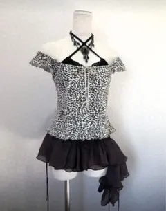 ヒョウ柄 オフショル Y2K 平成ギャル フェアリーグランジ ダークコア