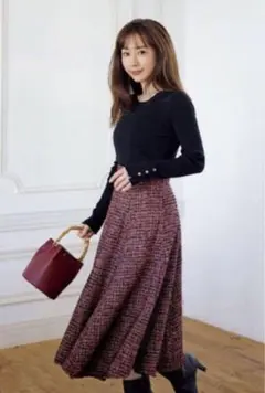 田中みな実着用 プロポーションボディドレッシングツイードイレヘムフレアスカート