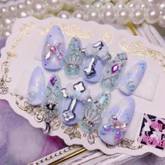 ￥1700＊シナモンクラウド＊ネイルチップ 水色 雲 空 付け爪 ブルー 白