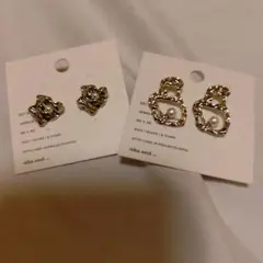 新品　niko and ... シルバーメタルピアス パール付き２セット