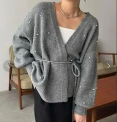 CAPRICIEUX LE'MAGE ビジューラップカーディガン　グレー