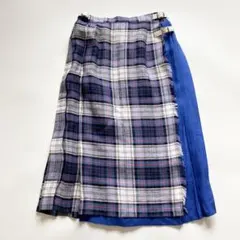 （i7）オニールオブダブリン　リネンラップスカート　総丈73cm　チェック柄　2