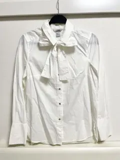 【新品・未使用】H&M 襟付きボウタイシャツ 長袖 白 ホワイト