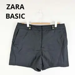 【ZARABASIC】ショートパンツ　シンプル　ブラック黒　L　綿　ポケットあり
