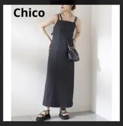 Chico デニムサロペット ブラック バックリボンのサムネイル