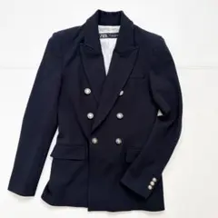 ZARA ダブルブレスト　テーラードジャケット　ネイビー　紺ブレ　S