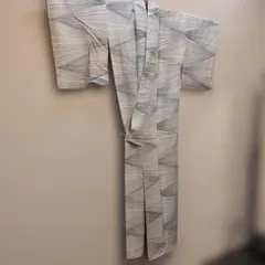 #FG2.5.ストライプ模様着物 ホワイト・グレー系