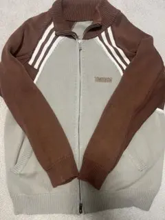 ブラウン/グレー ストライプ ジャケット Lサイズ