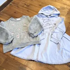 mezzo piano カップケーキ刺繍トレーナーと猫ドレスセット　120