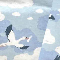 オーガニックコットン　空と雲とコウノトリ　綿生地