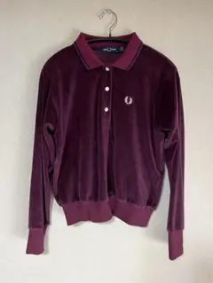FRED PERRY ベルベット長袖ポロシャツ パープル