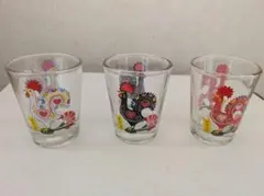 ガラスコップ　マカオ　ヴィンテージ　レトロ　雄鶏柄　未使用