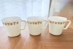 パイレックス スノーフレイク ミルクガラス マグ 4点1セット #001