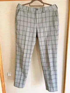 GU メンズ チェックパンツ M グレー スラックス カジュアル