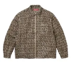 Supreme Leopard Frayed Zip Up Shirt Tan