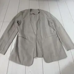 【タグ付き新品】ベージュ リネンライクノーカラージャケット　Mサイズのサムネイル