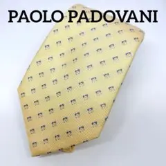 【美品】PAOLO PADOVANI ネクタイ イエロー 小紋柄 イタリア製