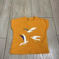 鳥プリント 半袖Tシャツ イエロー