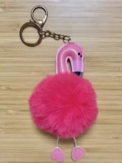 フラミンゴ ファー キーホルダー チャーム ピンク