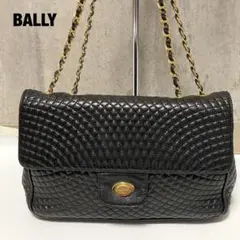 BALLY チェーンショルダーバッグ キルティング ターンロック レザー 黒