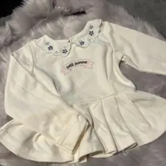 美品　110cm 白　ペプラム長袖トップス