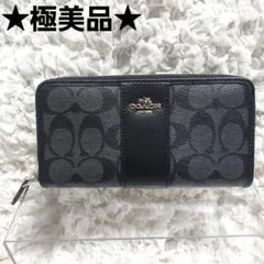 【極美品】コーチ COACH 長財布 シグネチャー アコーディオンラウンドジップ