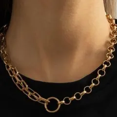 ゴールド ダブル ネックレス クロス チェーン ユニセックス #C851-1