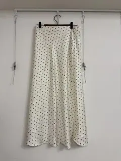 ZARA ドット柄 ロングスカート ホワイト