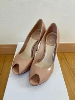 Dior ピンクベージュ オープントゥ ハイヒール　36(23cm)