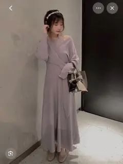 【11月17日限定価格】SNIDELニットレイヤードワンピースラベンダー