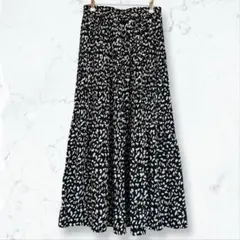 a3628 クラシカルエルフ ロングスカート 黒 LL〜3L フレア 総柄 春夏