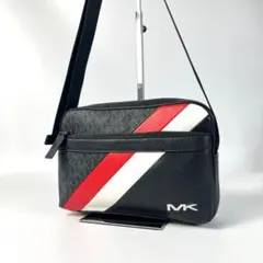 美品 マイケルコース クーパー シグネチャー 黒赤白 斜め掛け メンズ バッグ