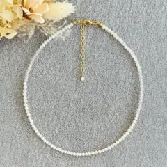 ◇天然石◇ 淡水パール　水晶　マザーオブパール　ホワイト　シンプルネックレス