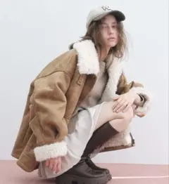 Heather ファーカラーBIGムートンジャケット