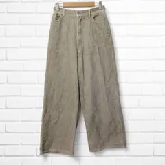 コーデュロイ ワイドパンツ ストレート カーキ サイズ0 S相当 ワークパンツ