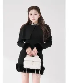 Darich ビジューケープニットミニワンピース