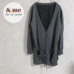 アーバンリサーチ　長袖カーディガン　異素材　Ｖネック　ウール混　ウエストリボン