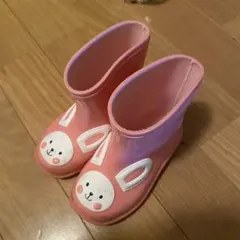 女の子　長靴　14 ウサギデザイン ピンク レインブーツ