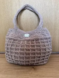 ベージュ 編み物 グラニーバッグ