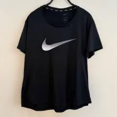 【美品】NIKE ナイキ ドライフィット Tシャツ Lサイズ シルバーロゴ 黒