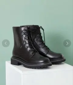 【美品】オリエンタルトラフィック スクエアトゥレースアップブーツ　ブラック