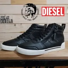 極美品　最高級　DIESEL　カウレザー　サイドジップ　スニーカー　28　黒