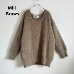 Mill Braws フワフワ ブラウン 長袖 シャギーニット M 無地