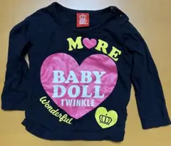 BABY DOLL ハートプリント ロンT ブラック シャツ 80