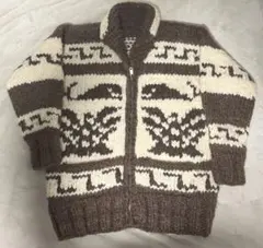 早い者勝ち！カウチンニットバージンウール カナダ製 ジップアップセーター