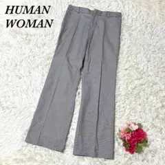 ヒューマンウーマン カジュアルパンツ グレー系 S 千鳥格子 セミフレア 美脚のサムネイル