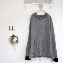 パーカー　長袖　薄手　黒　白　綿35% 冷房 紫外線対策 LL 大きいサイズのサムネイル